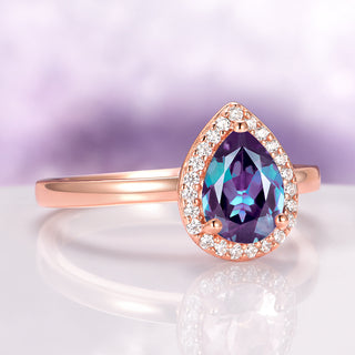 Teardrop Alexandrite Ring in 14K Rose Gold Vermeil
