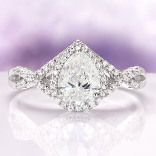 Flair Teardrop Lab-Grown Diamond Engagement Ring in 14K White Gold (IGI Certified)