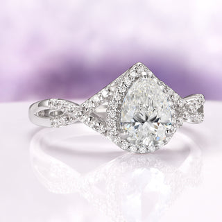 Flair Teardrop Lab-Grown Diamond Engagement Ring in 14K White Gold (IGI Certified)