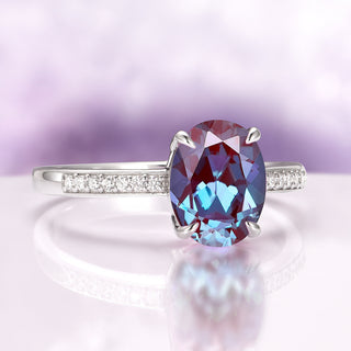 Ava Oval Cut Alexandrite Engagement Ring in Sterling Silver