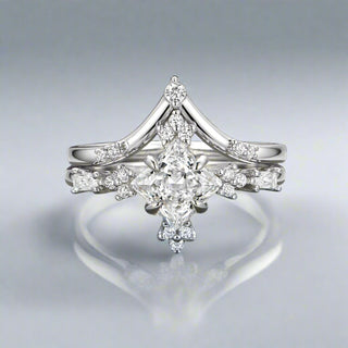 Princess Cut Lab-Grown Diamond Ring Set- 14K White Gold (IGI Certified)