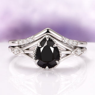 Celtic Black Onyx Couples Ring Set