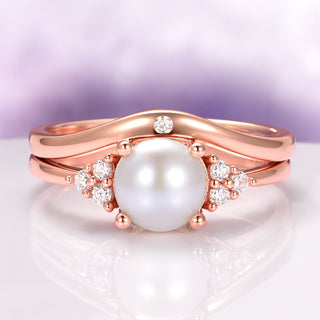 Natural Freshwater Pearl Ring Set in 14K Rose Gold Vermeil