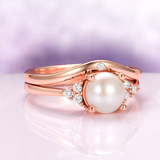 Natural Freshwater Pearl Ring Set in 14K Rose Gold Vermeil