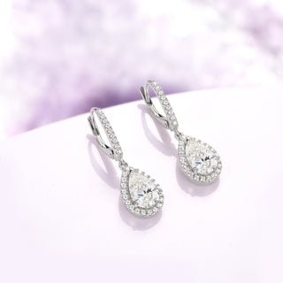 Vera Teardrop White Sapphire Drop Earrings in Sterling Silver
