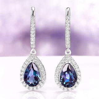 Vera Teardrop Lab-Grown Alexandrite Drop Earrings in Sterling Silver