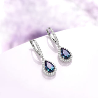 Vera Teardrop Lab-Grown Alexandrite Drop Earrings in Sterling Silver