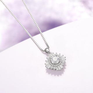 Joelle Simulated Diamond Starburst Pendant Necklace in Sterling Silver