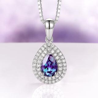 Scarlett Teardrop Lab-Grown Alexandrite Pendant Necklace in Sterling Silver