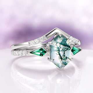 Northern Lights Woodland Couples Ring Set