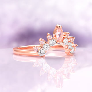 Blush Pink Morganite Stackable Wedding Band in 14K Solid Rose Gold
