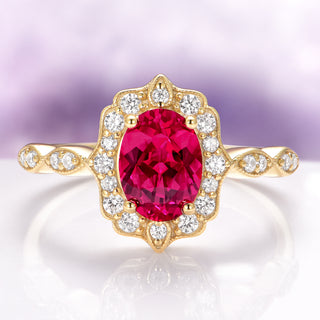 Cordelia Oval Cut Lab-Grown Ruby Ring in 14K Yellow Gold Vermeil