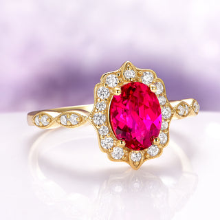 Cordelia Oval Cut Lab-Grown Ruby Ring in 14K Yellow Gold Vermeil