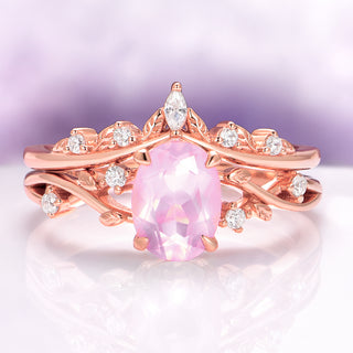 Natural Rose Quartz Fairy Ring Set in 14K Rose Gold Vermeil