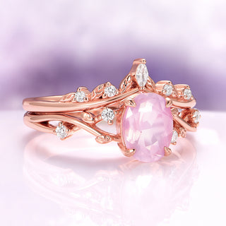 Natural Rose Quartz Fairy Ring Set in 14K Rose Gold Vermeil