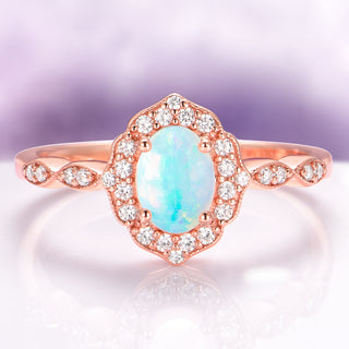 Cordelia Natural Australian Opal Ring in 14K Rose Gold Vermeil
