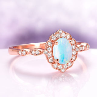 Cordelia Natural Australian Opal Ring in 14K Rose Gold Vermeil