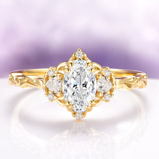 Esme Oval Cut Moissanite Engagement Ring in 14K Solid Yellow Gold