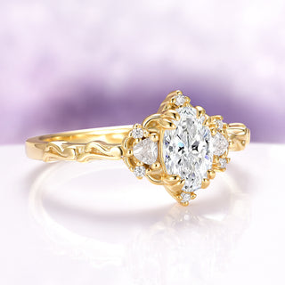 Esme Oval Cut Moissanite Engagement Ring in 14K Solid Yellow Gold