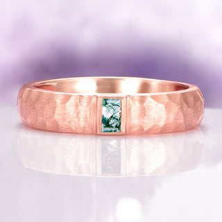 Moss Agate Wedding Band in 14K Rose Gold Vermeil (5.5mm)