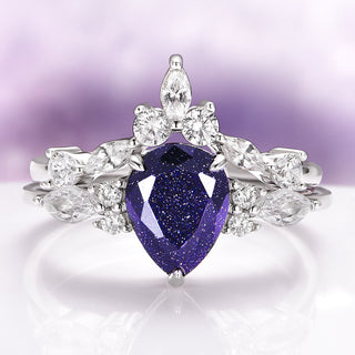 Evelyn Starry Night Engagement Ring Set in 14K White Gold