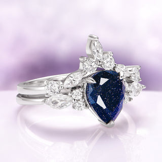 Evelyn Starry Night Engagement Ring Set in 14K White Gold