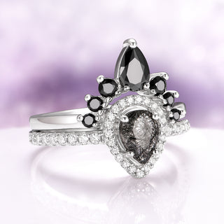 Amy Rutilated Quartz & Black Onyx Ring Set in Sterling Silver