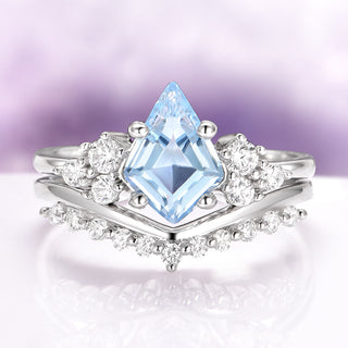 Skylar Kite Cut Aquamarine Engagement Ring Set in Sterling Silver