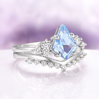 Skylar Kite Cut Aquamarine Engagement Ring Set in Sterling Silver