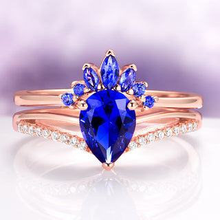 Dakota Teardrop Blue Sapphire Ring Set in 14K Rose Gold Vermeil