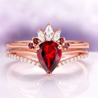 Dakota Natural Red Garnet Ring Set in 14K Rose Gold Vermeil