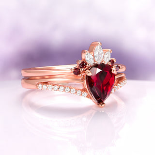 Dakota Natural Red Garnet Ring Set in 14K Rose Gold Vermeil