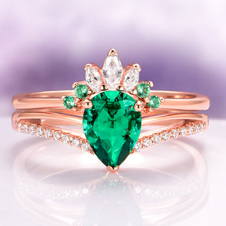 Dakota Teardrop Emerald Ring Set in 14K Rose Gold Vermeil