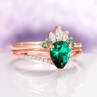 Dakota Teardrop Emerald Ring Set in 14K Rose Gold Vermeil