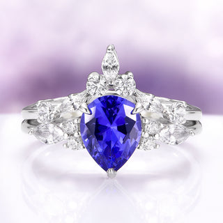 Evelyn Teardrop Tanzanite Ring Set in Sterling Silver