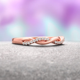 Petite Twisted Vine Diamond Band in 14K Rose Gold Vermeil
