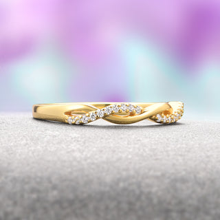 Petite Twisted Vine Diamond Band in 14K Yellow Gold Vermeil
