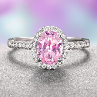 Iris Oval Pink Tourmaline Ring- Sterling Silver