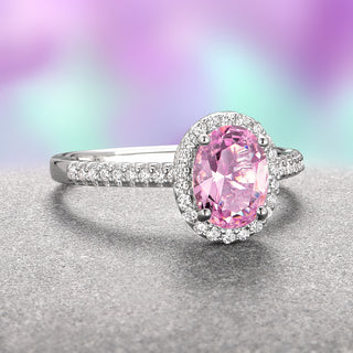Iris Oval Pink Tourmaline Ring- Sterling Silver
