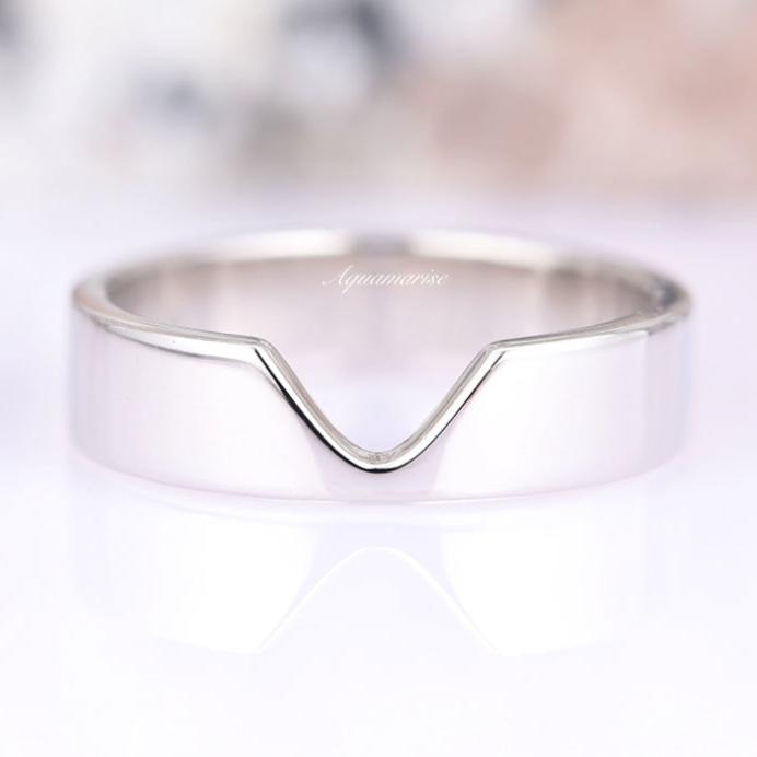 Chevron Wedding Band- 5MM 925 Sterling Silver