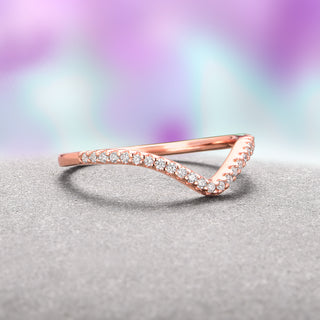 Chevron Stacking Wedding Band in 14K Rose Gold Vermeil