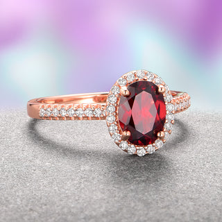 Iris Natural Red Garnet Ring in 14K Rose Gold Vermeil