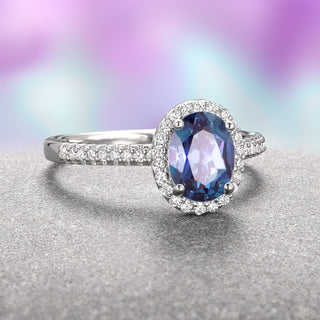 Iris Lab-Grown Alexandrite Ring- Sterling Silver