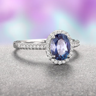 Iris Simulated Alexandrite Ring- Sterling Silver