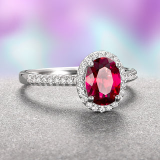 Iris Oval Ruby Engagement Ring- 14K White Gold