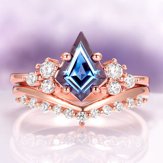 Skylar Kite Cut Alexandrite Engagement Ring Set in 14K Rose Gold Vermeil