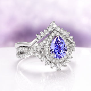 Teardrop Tanzanite Engagement Ring Set in Sterling Silver