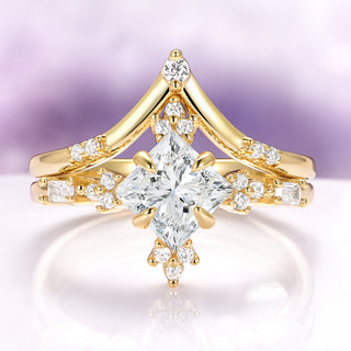 Princess Cut Lab-Grown Diamond Engagement Ring Set in 14K Solid Yellow Gold (IGI Certified)