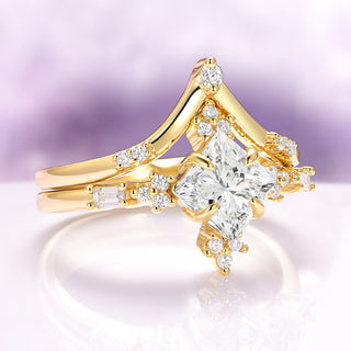 Princess Cut Lab-Grown Diamond Engagement Ring Set in 14K Solid Yellow Gold (IGI Certified)