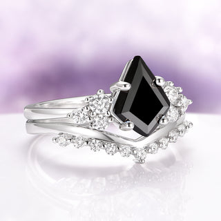 Skylar Kite Cut Black Onyx Engagement Ring Set in Sterling Silver
